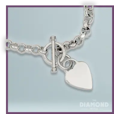  Silver Toggle Heart Bracelet Solid Png Silver Heart Png