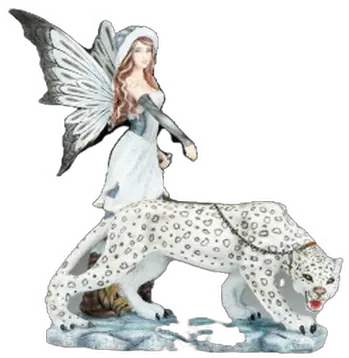  Fairy With Snow Leopard Figurine Png Snow Leopard Png