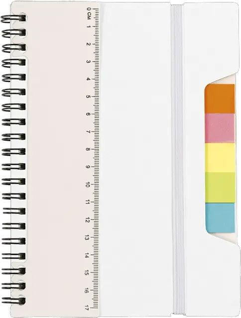  A5 Notebook With Sticky Notes And Ruler White Paper Png Transparent Sticky Notes