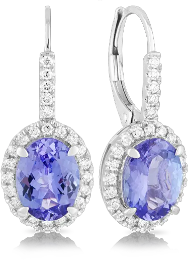  18ct White Gold Oval Tanzanite Earring Earrings Png Png Jewellers