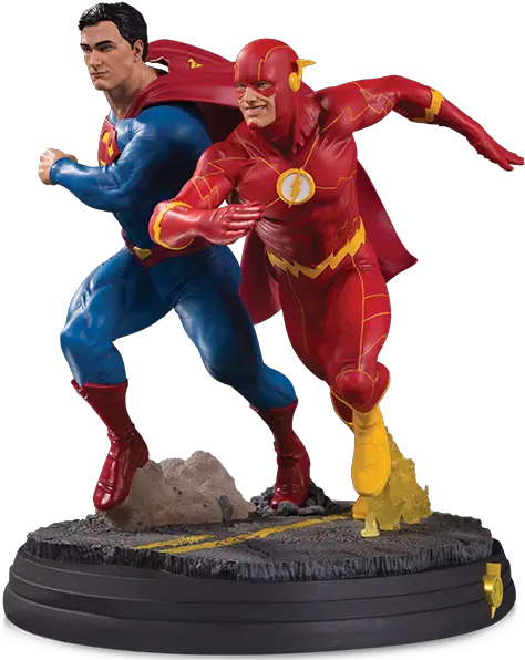  Superman Vs The Flash Racing Statue Flash And Superman Race Statue Png Flash Transparent