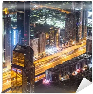  Dubai Downtown Night Scene With City Commercial Building Png City Lights Png