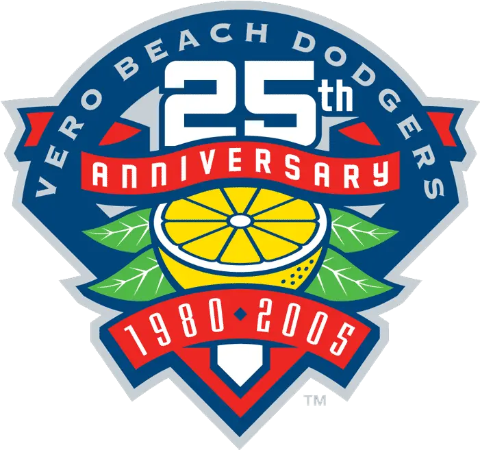  Vero Beach Dodgers Anniversary Logo Florida State League Vero Beach Dodgers Png Dodgers Logo Image