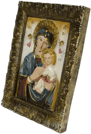  12 Godmother Mary With Jesus Christ Baby Religious Icon Picture Frame Png Religious Icon Paintings