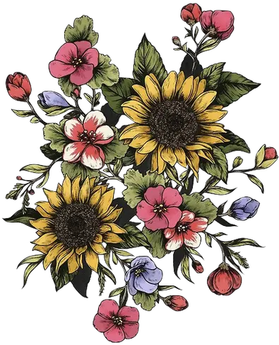  Drawing Floral Design Common Sunflower Daisy Flower Bouquet Drawing Png Flowers Transparent Tumblr