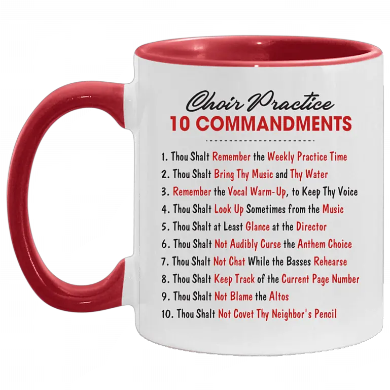  Choir Practice 10 Commandments Accent Mug Coffee Mug Funny Choir Gifts Funny Commandments To Live Png Ten Commandments Icon