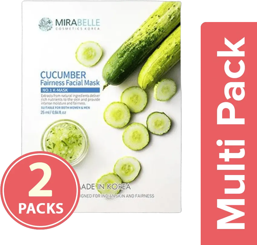  Mirabelle Korea Cucumber Fairness Facial Mask 2x1 Pc Multipack Garnier Men Power White Fairness Face Wash Png Cucumber Transparent