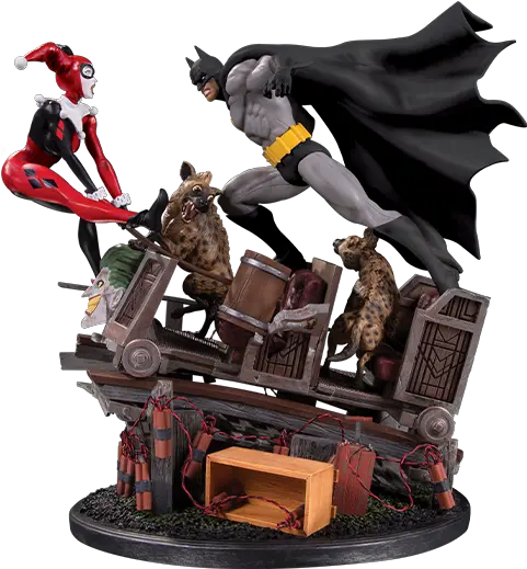  Sideshow To Reissue Dc Battle Statue Batman Vs Harley Quinn Statue Png Dc Icon Harley Statue