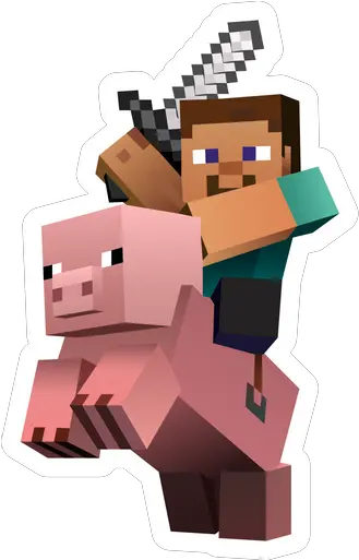  Minecraft Stickers Sticker Mania Minecraft Character On Pig Png Minecraft Steve Icon