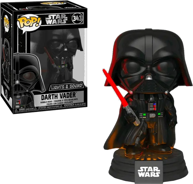  Pop Star Wars Light And Sound 343 Darth Vader Vinyl Figure Darth Vader Lights And Sound Funko Pop Png Darth Vader Png