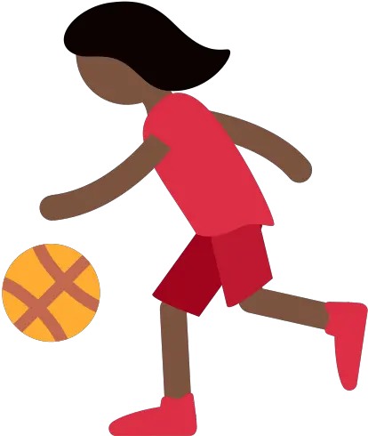  Bouncing Ball Emoji With Dark Skin Tone Cartoon Person Playing Basketball Png Basketball Emoji Png