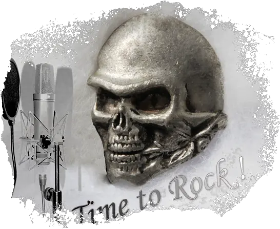  Silver Metal Skull With Mic Rock Music Motivation Fleece Png Icon Bottom Right