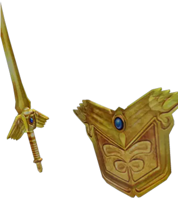  Epic Golden Sword And Shield Roblox Wikia Fandom Epic Roblox Sword Png Gold Shield Png