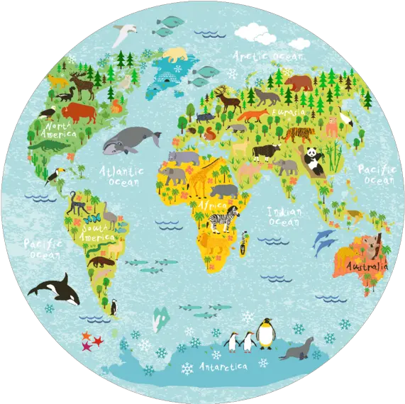  Children World Map Round Placemat 40 Cm Round Map Of The World Png World Map Transparent