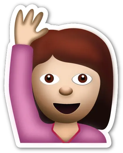  Download Happy Person Raising One Hand Hand Raise Smiley Face Png Hand Emoji Transparent