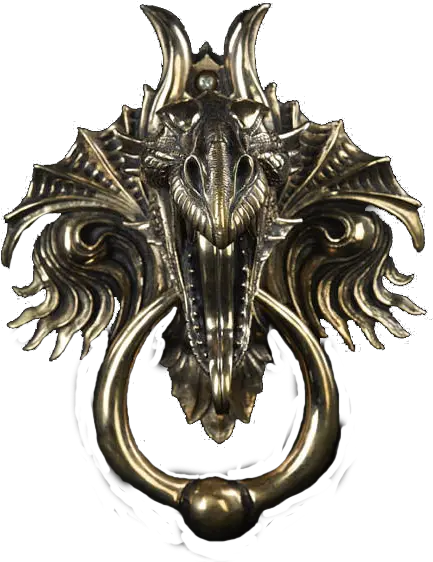  Gold Dragonheaddoorknocker Karl Deen Sanders Sculpture Dragon Head Door Knocker Png Dragon Head Png