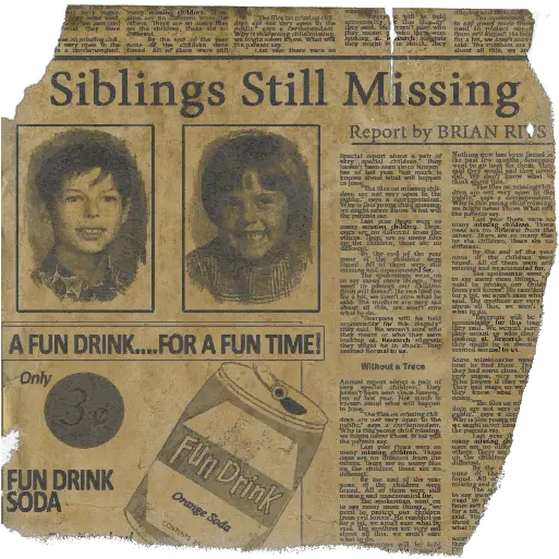  Siblings Missing Newspaper Official The Forest Wiki Missing Child Newspaper Article Png News Paper Png