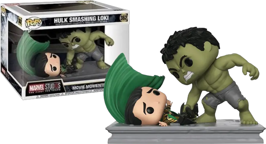  Marvel Studios The First Ten Years Hulk Smashing Loki Movie Moment Us Exclusive Pop Vinyl Figure 2pack Hulk Smashing Loki Funko Png Loki Transparent