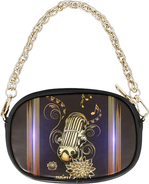  Download Music Golden Microphone Chain Purse Gold Star Handbag Png Gold Microphone Png