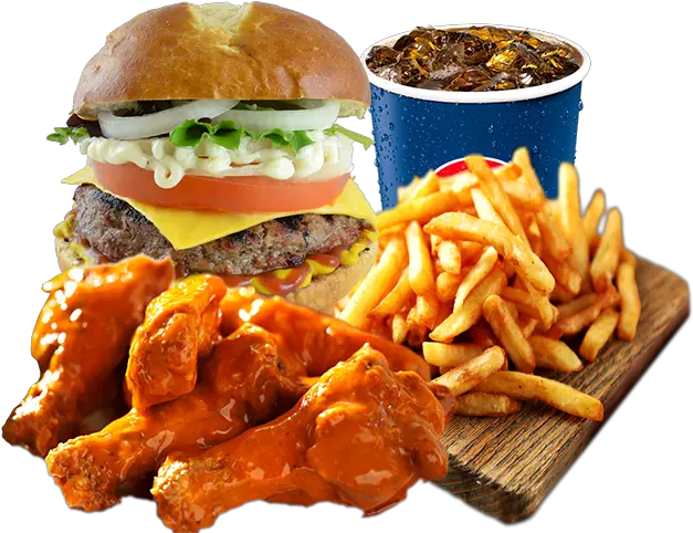  6 Wings U0026 Burger Combo Burgers And Fries And Wings Full Kfc Double Down Sandwich Png Burger And Fries Png