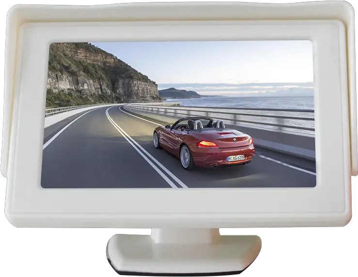  White Color Mini 43 Screen Lcd Monitor Cctv Car Rear View Sea Cliff Bridge Png Car Rear Png