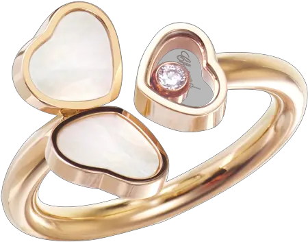  Happy Hearts Wings Ring Rose Gold Diamond Mother Ofpearl Chopard Happy Hearts Wings Png Gold Wings Png