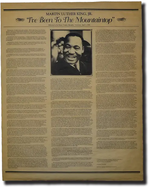  Martin Luther King Jr Ve Been To The Mountaintop Paper Png Martin Luther King Png