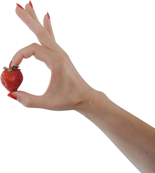  Strawberry In Fingers Transparent Background Png Free Hand Arm Transparent Background