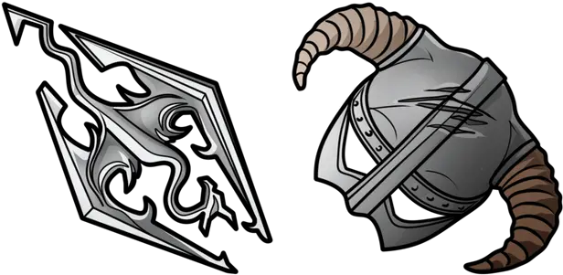  Skyrim Logo U0026 Iron Helmet Cursor Sweezy Custom Cursors Language Png White Skyrim Icon