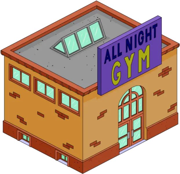  All Night Gym The Simpsons Tapped Out Wiki Fandom Gym Building Cartoon Gif Png Gym Png