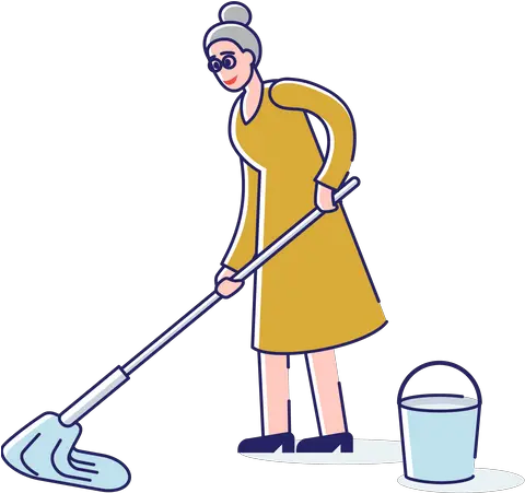  Floor Icon Download In Line Style Grandmother Cleans The House Png Wet Floor Icon