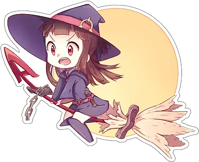  Little Witch Academia Atsuko Kagari Akko Anime Decal Chibi Witch On A Broomstick Png Little Witch Academia Icon