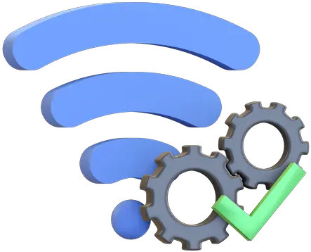  Premium Wifi Maintenance 3d Illustration Download In Png Dot Mac Icon Gear With Checkmark