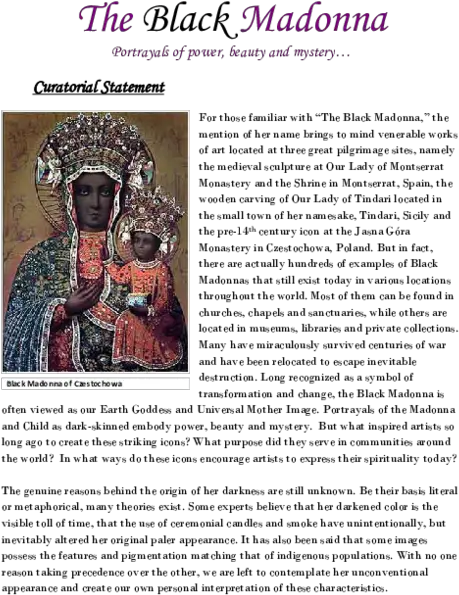  Pdf The Black Madonna Curatorial Statement Jennifer Barefoot Bubbly Png Our Lady Of Czestochowa Icon