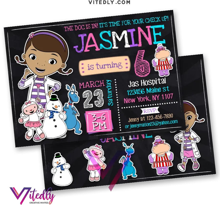  Doc Mcstuffins Invitation With Free Thank You Card Custom Abby Cadabby Birthday Invitations Png Doc Mcstuffins Png