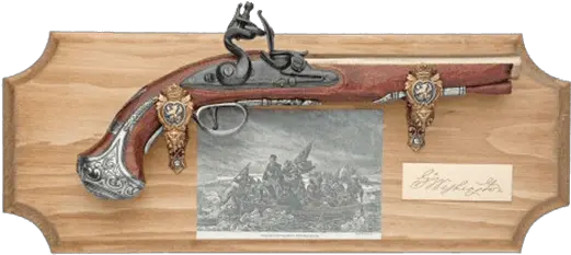  Download George Washingtons Pistol Wood Display Plaque Washington Crossing The From The Painting Png Musket Png