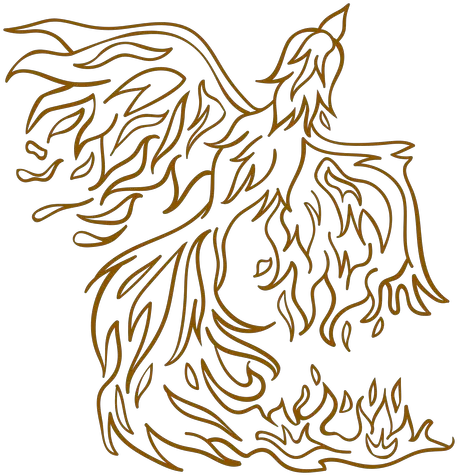  Phoenix Rising From Fire Brown Outline Transparent Png Automotive Decal Fire Wings Png