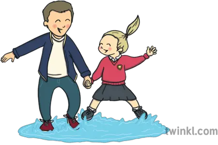  No Background Ks1 Milva And Dad Walking To School Road Cartoon Png School Transparent Background