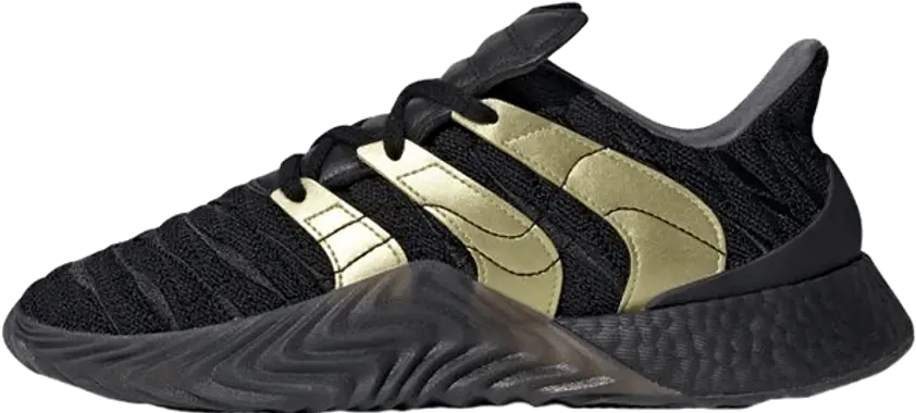  Adidas Sobakov Boost Black Gold Lace Up Png Adidas Boost Icon 2 White And Gold