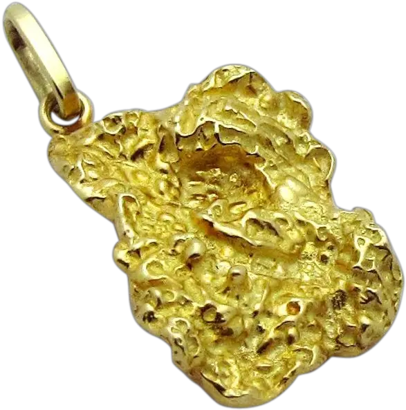  Yellow Gold Nugget 3d Pendant Charm Png