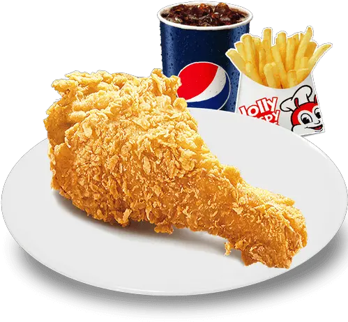  1 Pc Fried Chicken Fries Soft Drink Png