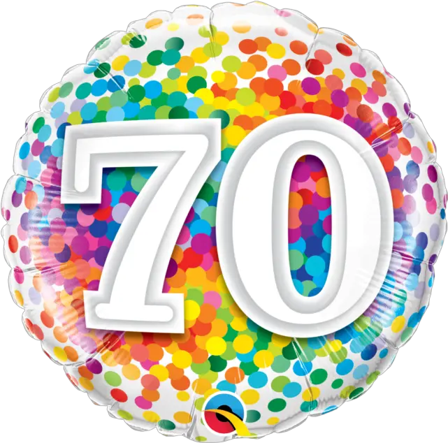  Qualatex Rainbow Confetti Age 7070th Birthday 18 Inch Foil Balloon Ballon Anniversaire 40 Ans Png Birthday Confetti Png