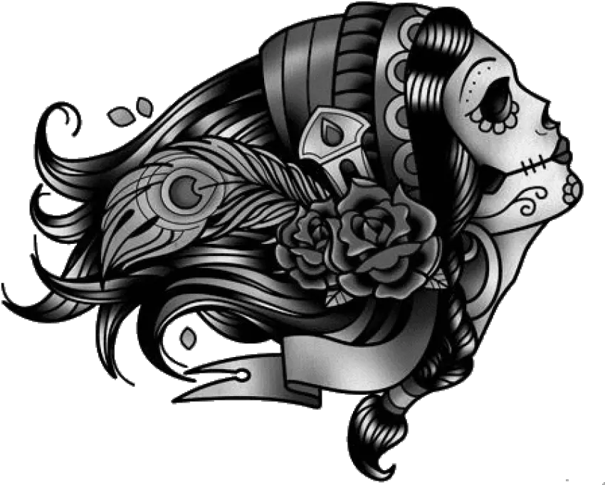  Download Tattoo Drawing Png Rose Tattoo Transparent Png Mexican Sugar Skull Tattoo Rose Tattoo Png