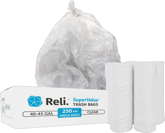  Reli Supervalue 40 45 Gallon Trash Bags 250 Count Bulk Clear Garbage Bags Tissue Paper Png Trash Transparent