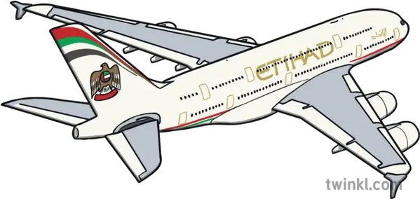  Etihad Airways Plane Illustration Twinkl A380 Etihad Colouing Sheet Png Plane Png