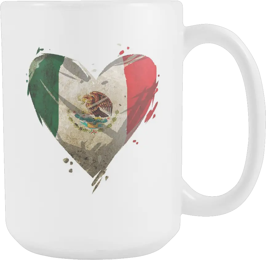  I Love Mexico Mexican Flag Heart Distressed Souvenir Gift White 15oz Mug Coffee Cup Png Mexico Flag Transparent