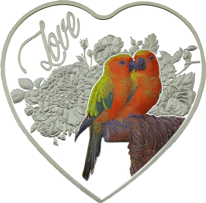  2018 Love Birds Heart Shaped Silver Tokelau Coins Love Love Birds Images With Heart Png Silver Heart Png