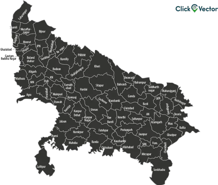  Uttar Pradesh District Map With Names Vector Stock Photo Uttar Pradesh Map Vector Png Map Icon Vectors