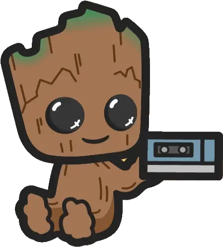  Marvel Groot With A Mixtape Sticker Mania Marvel Telegram Stickers Png Groot Png