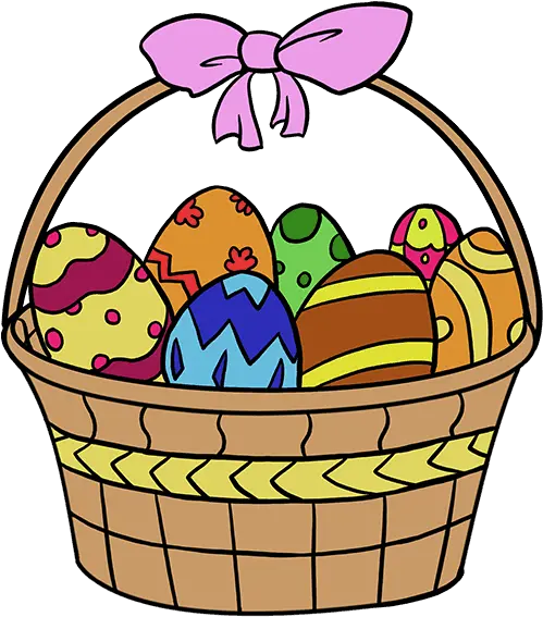  How To Draw An Easter Basket Easy Easter Basket Drawing Png Easter Basket Transparent